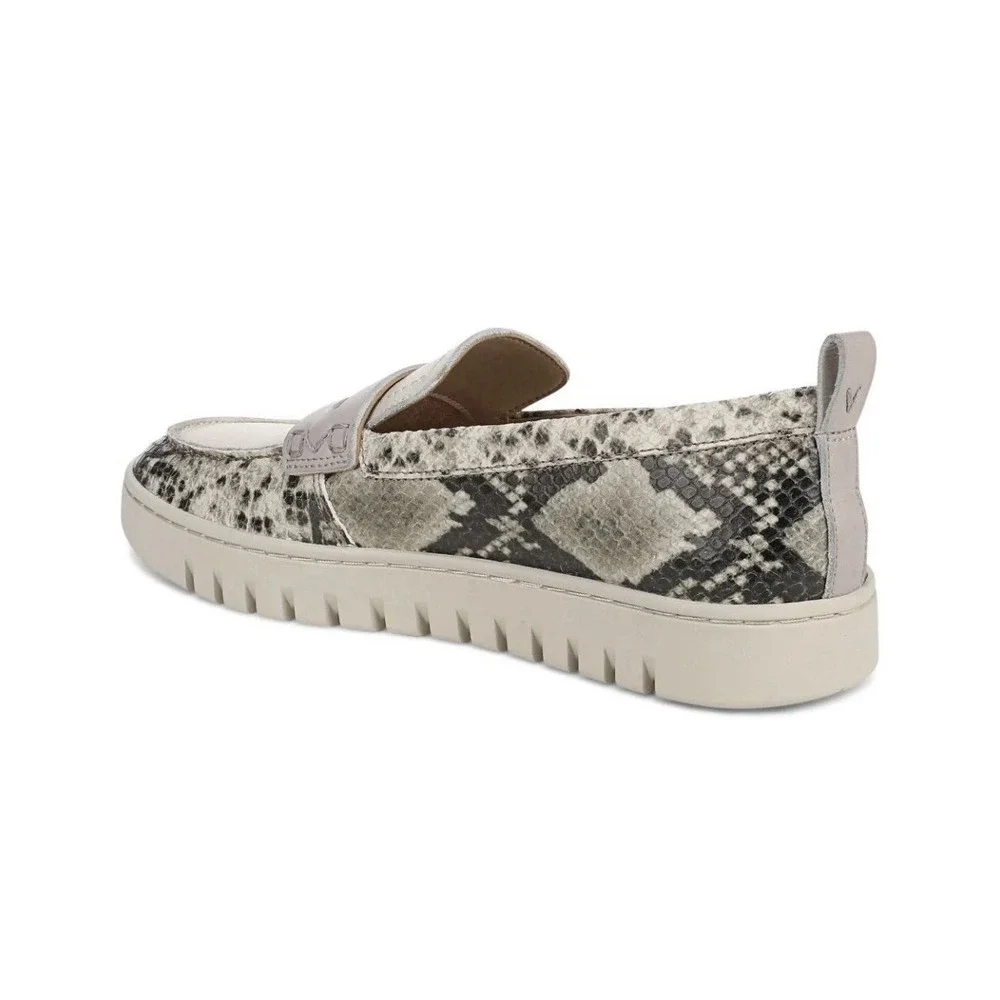 Vionic Uptown Ivory Snake Print Penny Loafers Leather Slip On Shoes Womens 9.5US